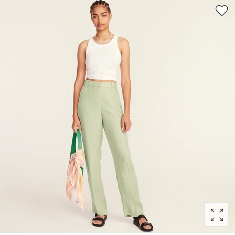 NWT J. Crew Drapey Silk (Cupro Blend) Trouser - Faded Pistachio